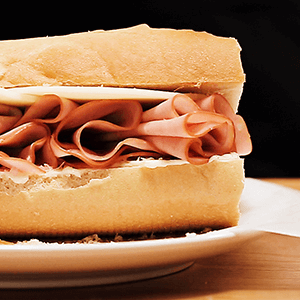 A ham and butter sandwich